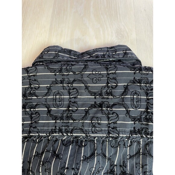 Ecko Unlimited Shirt Men's 2XL Black Emboss Design Long Sleeve Button Up Stripes - Picture 11 of 12
